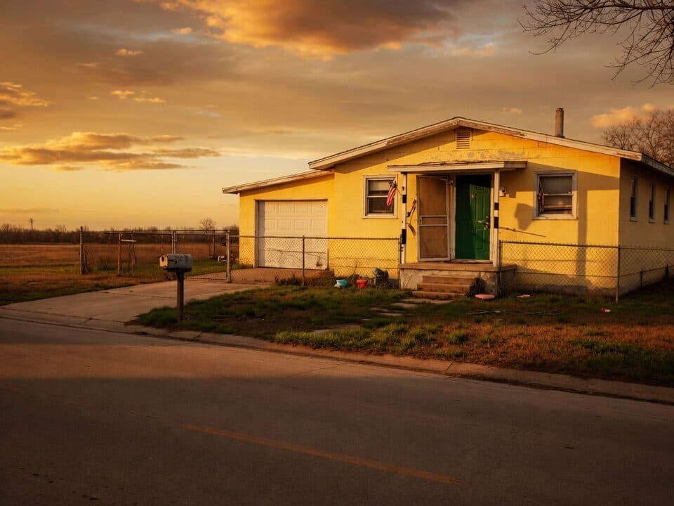 A yellow house on a side street, the kind of photo people attach to an email.